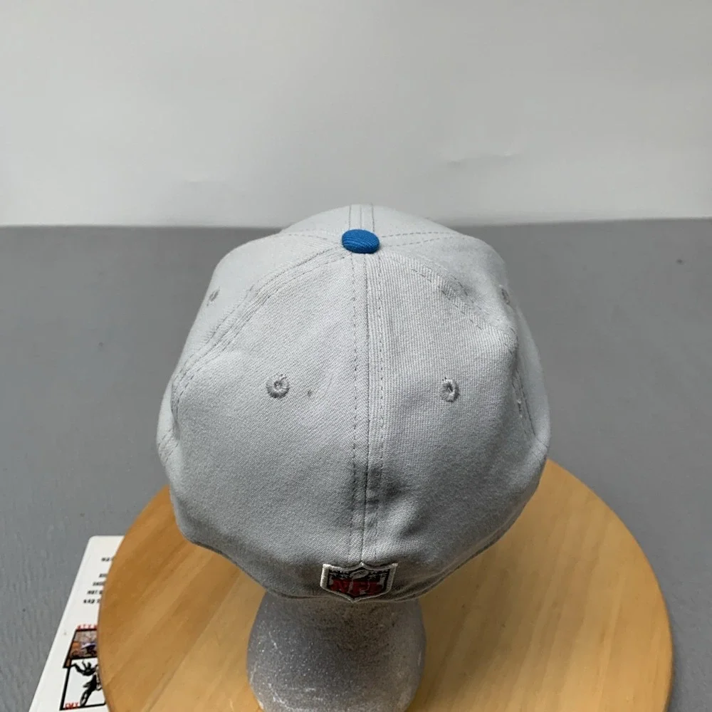 Detroit Lions New Era 39THIRTY Flex Fit Hat Cap Gray Blue NFL Training S/M NWT